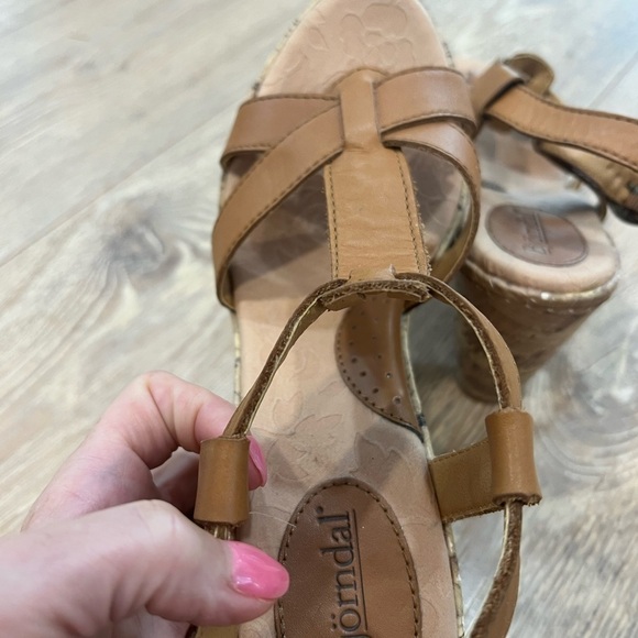 BJORENDAL leather side buckle sandals with cork sole and heel - Picture 12 of 13